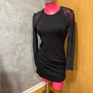 Juicy Couture Black Lace Sleeve Mini Dress